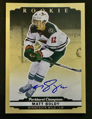 2022-23 Parkhurst Champions Matt Boldy Rookie Auto front